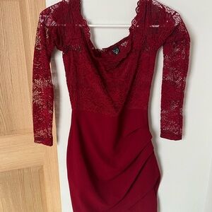 Elegant Lace Burgundy Dress